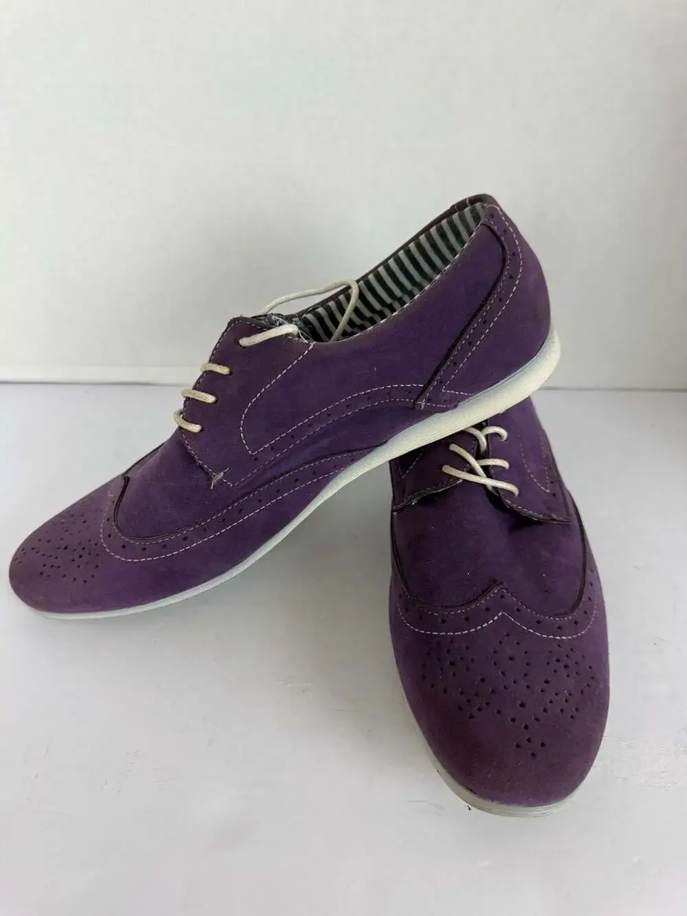 Coronado Purple Suede Wingtip Oxford Brogue Shoes